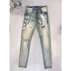 jeans viola jeans firmati per uomo Pantaloni skinny dritti jeans larghi denim europeo jean hombre pantaloni da uomo pantaloni biker ricamo strappato per la tendenza 29-40 J9007