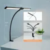 Lampes de table Double tête LED lampe de bureau bureau travail chambre lecture veilleuse 3 modes de couleur protection des yeux étude 10 dimmable