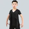 Scene Wear Latin Dance Top Kids Short Sleeve Boys Dancing Shirts Salsa Tango Cha Competition Performance Dancewear Clothes