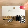 Boucles d'oreilles pendantes FNIO, ensemble rond et cercle noir pour femmes, papillon, amour, goutte suspendue, bijoux tendance, 2024