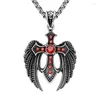 Pendant Necklaces MIQIAO Stainless Steel Titanium Red Zircon Gothic Eagle Vintage Collar Chains Necklace For Men Women Jewelry Gif294S