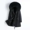 High End Designer Fur Inner Lining Style Overcomes Overcoat Mens Medium Length Detachable Coat 7EOA