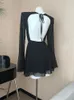 Casual jurken Vintage zwarte gotische extreme mini-jurk O-hals mesh doorzichtige mouwen uitlopende mouwen rugloze bandage hoge taille strak
