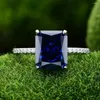 Cluster Anneaux Wong Rain 925 argent sterling 10 12 mm Cut Coup G Color Lab Sapphire Engagement de mariage Anneau de pierre de pierre