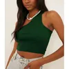 Tanques de mujer Punto 94% algodón Tops para mujeres Verano Sexy Fuera del hombro Sin mangas Elástico Harujuku Streetwear Camisola Trajes de playa