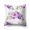 Kissen Violett Blumen Design Bezug Anpassbar Polyester Stoff Schöner Bezug Sofa Dekorativ Zuhause Schönheit Frauen Geschenk