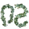 Dekorative Blumen, 2 m, Eukalyptus-Girlande, Rattan, künstliche Weidenblätter, Hochzeitsdekoration, Hängekränze, 221 l
