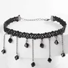 Chokers retro vintage gotisk chocker harajuku kärlek hjärt chokers goth svart sammet hjärtkristall hänge choker halsband yq240201