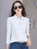 2023 Autumn Button Polo Collar Long Sleeve Cotton Tshirt Female Clothing Classic Tee White Black Purple Army Green S3XL TOPS 240129