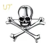 U7 Gothic Punk Criss Skull Brooches Stainless Steel Vintage Halloween Party Brooch Pin 240124