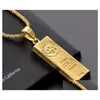 Colliers pendentifs Collier en acier inoxydable glacé en forme de barre d'or pendentif boîte ronde chaîne Fortune charme Hip Hop hommes cadeau de noël Dhsfn