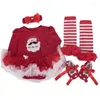 Kleidungssets Geborene Weihnachtskleidung Baby-Mädchen-Set Mein erstes Rüschenkleid