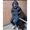 Trapstar American Letter Hooded Cotton Coat Black Versatile Casual Sports Thick Jacket