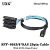 Kable komputerowe SAS SATA SFF-8643 do 4 SFF-8482 Wewnętrzne złącze Mini HD 29Pin z 15 -Pin Port Power Port 12 GB/s kabel