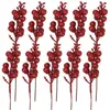 Decorative Flowers 1/10Pcs Artificial Red Berries Branches Glitter Foam Gold Powder DIY Garland Xmas Tree Decor Year Party Decorations