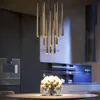 Pendant Lamps Disc Brass Art Crystal Chandelier Modern Cone LED Long Tube Pendant Light Living Room Lighting Indoor Bar Stair Hanging Lamp YQ240201