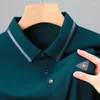 Men's T Shirts Luxurious High-grade Embroidery Lapel Short-sleeved T-shirt For Men 2024 Summer Fashion Casual Stretch Ice POLO Shirt