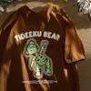 Homens camisetas Puro Algodão Americano Teddy Bear Impresso T-shirt de Manga Curta Homens e Mulheres Soltas e Versáteis Casal de Verão Meia Manga TopH2421