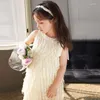 Vestidos de menina meninas verão crianças borla vestido pequena saia roupas de princesa