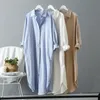2024 Printemps Casual Femmes Blouses Vêtements Coréens Automne Vintage Lin Coton Mi-longueur Chemise Blanche Robe Pour Femme Chic Tops 240119