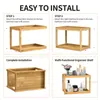 Double Layer Bamboo Bathroom Shelf For Shampoo Skincare Cosmetic Bathroom Countertop Storage Rack Bathroom Organizer 240118