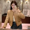 Vestes Femmes Haute Qualité Petit Parfum Kaki Tweed Veste Manteau Femmes Automne Hiver Court Vintage Fried Street Tops