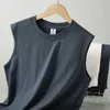 Men's Tank Tops Summer New American Sleeveless O-neck Solid Color T-shirt Mens Fashion 100% Cotton Washed Casual Sports Fitness Basketball Vest YQ240131