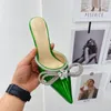 Slippers High-heeled Shoes Bow Drill Fashion Pointed Magic Mueller Women Sandals