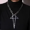 Sautoirs Punk Rock Hip HopTrend exagérer chaîne grossière Pentacle pendentif titane acier starter collier pour femmes hommes filles bijoux YQ240201