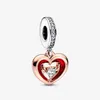 Charms 925 Sterling Silver Two-Tone Radiant Heart Dangle Charms Fit Original European Charm Armband Women Wedding Engagem278a
