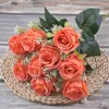 Bouquet de roses artificielles en soie, fausses fleurs décoratives pour mariage, décoration de Bar, café, Restaurant, Roses violettes artificielles