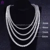 Hip Hop diamant Moissanite bijoux 4mm 5mm 6mm collier de Tennis 925 argent/10k/14k/18k Vvs Moissanite chaîne de Tennis