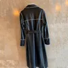 Женская кожаная куртка со стразами, ветровки, пальто, женское пальто для подиума, натуральная длинная уличная женская одежда Sashe2024