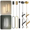 Hanglampen Minimalistische aluminium zwarte lange strip kroonluchters voor woonkamer muur decor LED hanglamp kleine kroonluchter