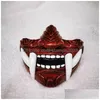 Party Masks Airsoft Protective Fashion Half Face Prajna Hannya Japońska samuraja demon na Halloween cosplay 230225 Drop dostawa dhxd6