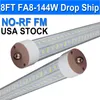 T8 T10 T12 LED Tube Lights, Dual-End Powered, Remove Ballast, Type B Bulbs, 8FT FA8, 144W 6500K Super Bright LED Replacement for Fluorescent Tubes, Clear Cover usastock