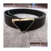 Belts Fashion Classic Belts For Men Women Designer Belt Chastity Sier Mens Black Smooth Gold Buckle Leather Width 3.6Cm With Box Dress Dhhsz