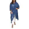 Women's Vests Y2K Women S Loose Tunic Tops Casual Batwing Sleeve V Neck Solid Color Mesh Dresses Sheer Chiffon Caftan