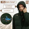 ALPHA CAMP Veste doudoune imperméable pour homme - Manteau d'hiver coupe-vent à manches longues - Veste chaude à capuche - Veste d'hiver rembourrée