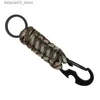 Chaveiros Lanyards Chaveiros Ao Ar Livre Guarda-chuva Corkscrew Carro Chaveiro Escalada Ferramenta de Sobrevivência Tática Mosquetão Gancho Cord Backpack Fivela Q240201