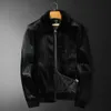 Designer Winter Mens Gold Mink Fleece Casual Haining päls förtjockad Integrerad varm kappa med flip krage fff6