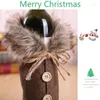 Christmas Decorations Wine Bottle Cover Class Lattice Buttons Decor Ornament Home Party Table 2024 Navidad