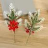 装飾的な花2pcs 28cm/11インチ雪の針針との人工花の茎
