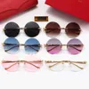 2024 New mens and womens Square frameless metal sunglasses small frame luxury fashion 2594