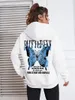 Sweats à capuche pour femmes bleu foudre papillon mot créatif imprimé à capuche femme confortable poche sweat ample doux à capuche décontracté