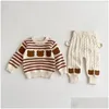 Clothing Sets Winter Kids Knitted Suit Children Boy Girl 2Pcs Clothes Set Bear Sweater Pant Infant Baby Drop Delivery Maternity Otcxp