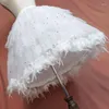 Skirts Women Feather Trim Gorgeous Petticoat Fluffy Bubble Tulle Skirt Crinoline Daily Adjustable Fishbone Bride Wedding Support