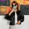 Women's Leather Autumn Puff Sleeve Genuine Jacket Women Sheepskin Collarless Cardigan Casacas Loose Small Short Blouson Cuir Femme