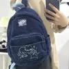Skolväskor matchar vintage tecknad koreansk denim alla estetiska skolväskor elever 2024 ryggsäckar trendiga handväskor y2k kawaii preppy kvinnor