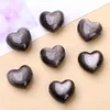 Löst ädelstenar 1 PC Natural Stone Silver Flash Black Obsidian Heart Shape Pärlan med hål för smycken som gör DIY -armbandhalsband Tillbehör